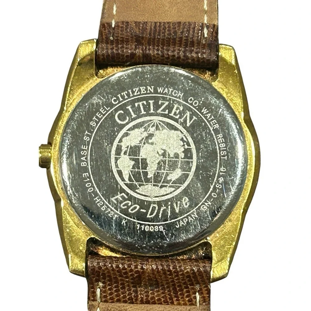 CITIZEN Eco-Drive Calendar Watch E100-H25721 Gold Plated Over Stainless Steel